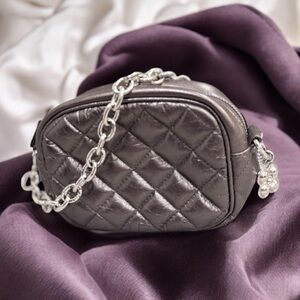 Brighton Pewter Leather Quilted Mini Bag